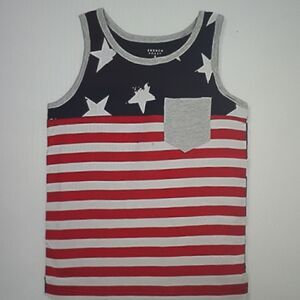 New French Toast Boys Colorblock Pocket Tank Red American Flag Print‎